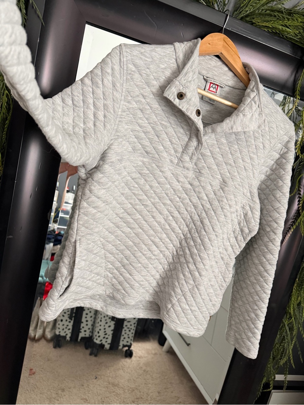 Avalanche Outdoor Supply Gray Quilted Snap Neck Pullover Sweatshirt Large - Picture 7 of 15